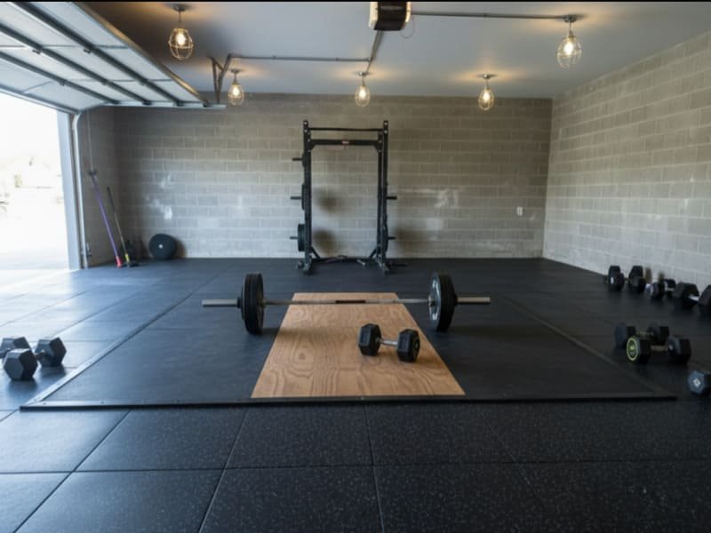 Uma pessoa a colocar à mão ladrilhos de borracha para pavimentos entrelaçados.